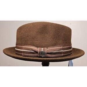 BIGALLI Unique Diamond New Era Chocolate Fedora Size Small 100% Wool Felt NWT